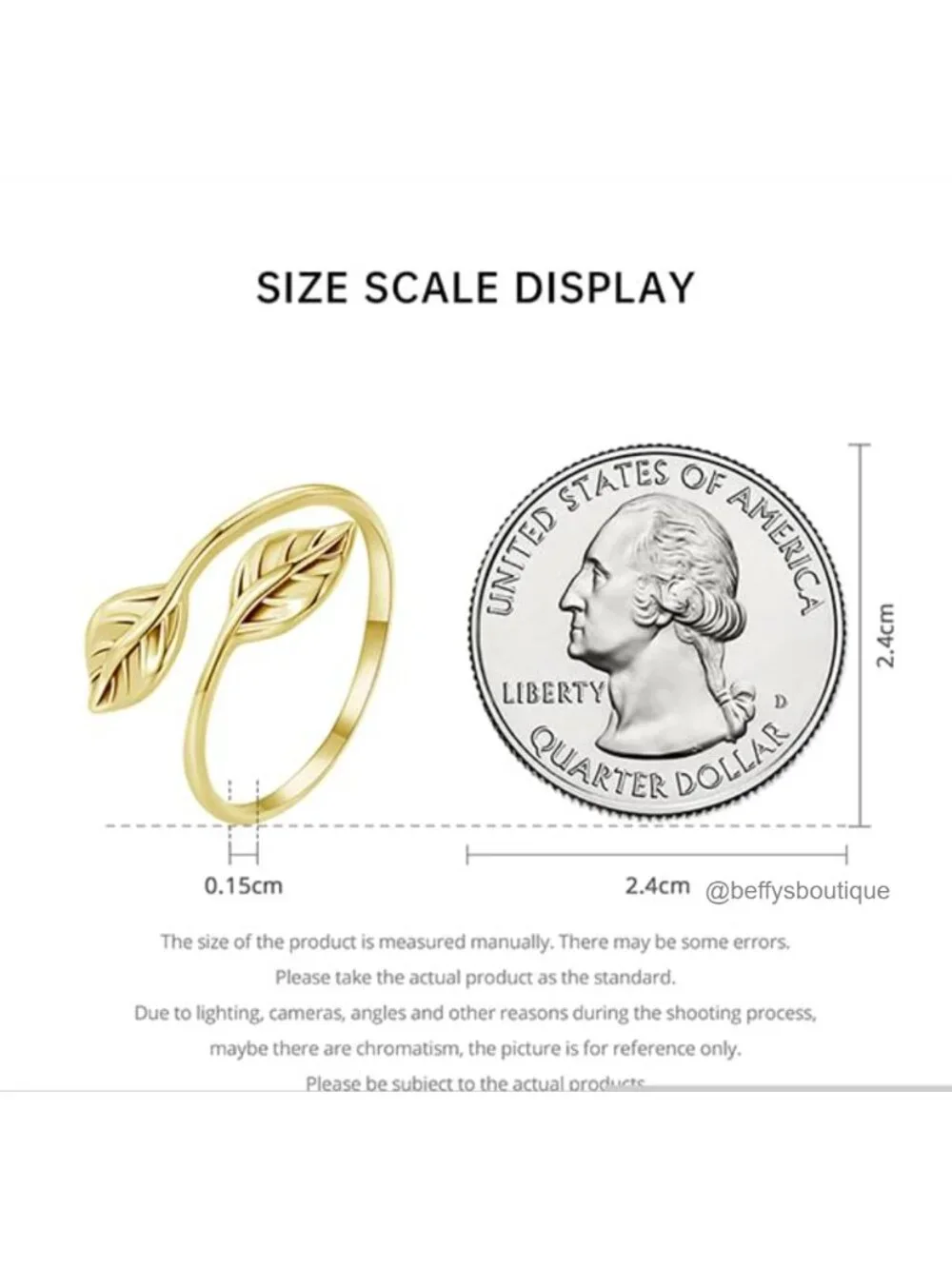 Gold Plated Leaf Adjustable Stackable Ring Set for Women